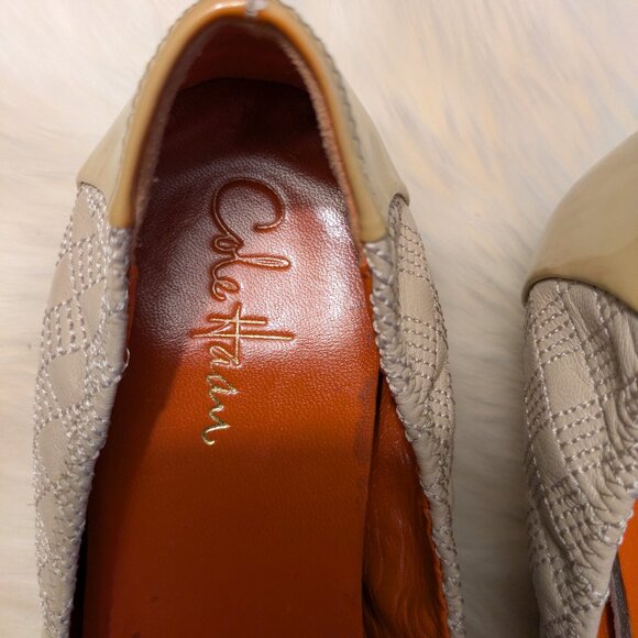 Cole Haan Air Tali Bow Tan Leather & Patent Cap-Toe Wedge - Picture 6 of 8